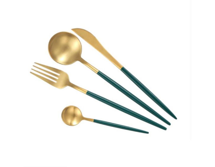 01 - Cutlery 08 (Green &amp; Gold )